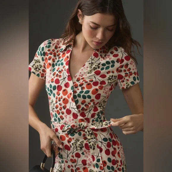 Anthropologie x Maeve Linen Short-Sleeve Wrap Romper Size 10 - Picture 3 of 8